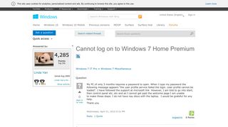Cannot log on to Windows 7 Home Premium - Microsoft