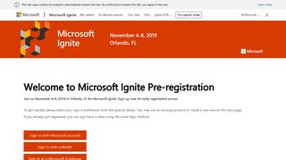 Microsoft Ignite 2019 - Login - Login to your account