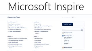Knowledge Base – Microsoft Inspire Registration Support