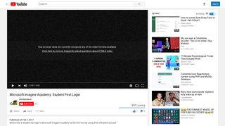 Microsoft Imagine Academy: Student First Login - YouTube