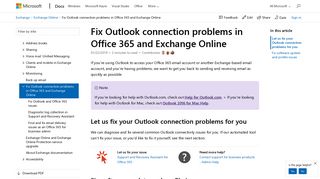 Fix Outlook connection problems in Office 365 and ... - Microsoft Docs