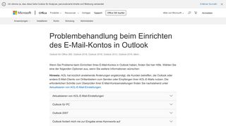 Problembehandlung beim Einrichten des E-Mail-Kontos in Outlook ...