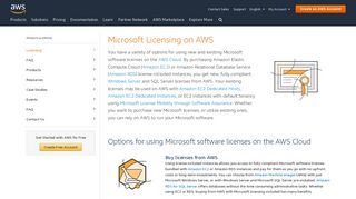 Microsoft Licensing on AWS – Amazon Web Services