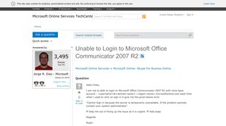 Unable to Login to Microsoft Office Communicator 2007 R2