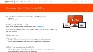 Download Earlier Versions of Office - Microsoft