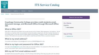 Student Email with Office 365 - ITS Service Catalog - Tri-C