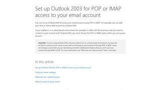 Microsoft Outlook 2003 - Office Support - Office 365