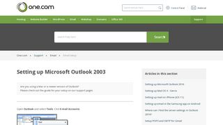 Setting up Microsoft Outlook 2003 – Support | One.com