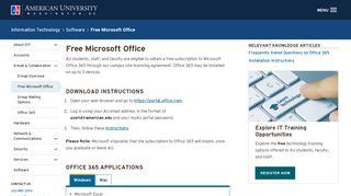Free Microsoft Office | Office of Information ... - American University