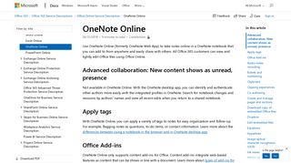 OneNote Online | Microsoft Docs