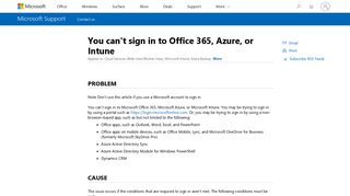 You can't sign in to Office 365, Azure, or Intune - Microsoft Support