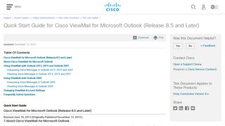 Quick Start Guide for Cisco ViewMail for Microsoft Outlook (Release ...