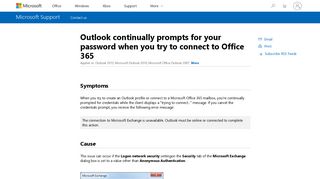 Outlook continually prompts for your password ... - Microsoft Support