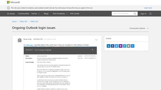 Ongoing Outlook login issues - Microsoft Tech Community - 279834