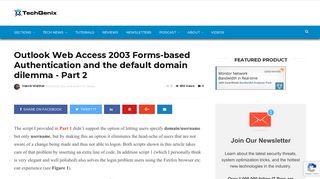 Outlook Web Access 2003 Forms-based Authentication and the ...