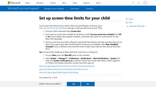 Set up screen time limits for your child - Microsoft Support