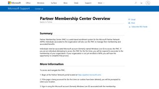 Partner Membership Center Overview - Microsoft Support