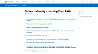 Partner University - Learning Plans FAQs - Microsoft Support