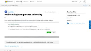 Problem login to partner university - Microsoft Community