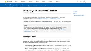 Recover your Microsoft account - Microsoft Support