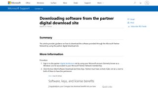 Downloading software from the partner digital ... - Microsoft Support