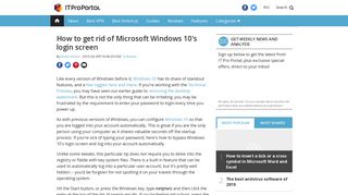 How to get rid of Microsoft Windows 10's login screen | ITProPortal