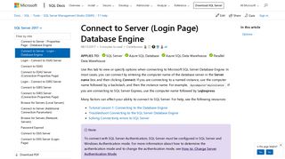 Connect to Server (Login Page) Database Engine - Microsoft Docs