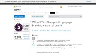 Office 365 + Sharepoint Login page Branding + external user ...