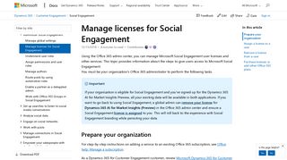 Manage licenses for Social Engagement | Microsoft Docs