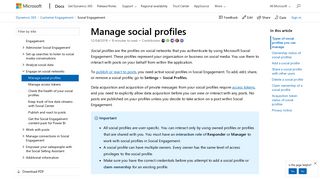 Manage social profiles in Social Engagement | Microsoft Docs