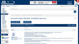 Connection failed: SQLState: '01000'SQL Server Err - SQL Server ...