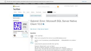 Sqlcmd: Error: Microsoft SQL Server Native Client 10.0