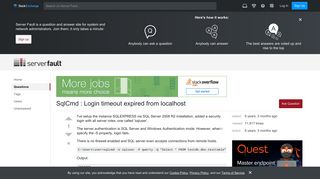 tsql - SqlCmd : Login timeout expired from localhost - Server Fault