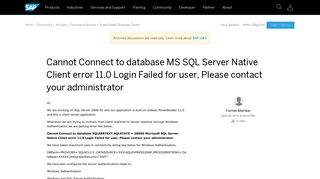 Cannot Connect to database MS SQL Server Native Client error 11.0 ...