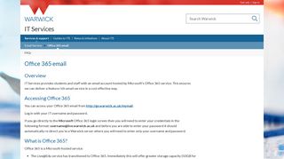 Office 365 email - IT Services - University of Warwick