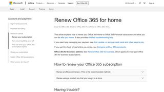 Renew Office 365 for home - Office Support