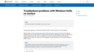 Troubleshoot problems with Windows Hello on Surface