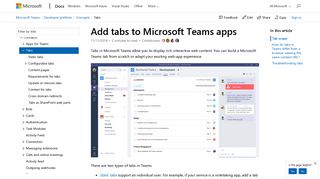Add tabs to Microsoft Teams apps - Teams | Microsoft Docs