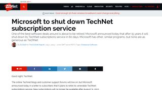Microsoft to shut down TechNet subscription service | ZDNet