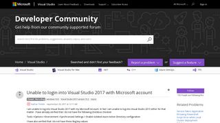 Unable to login into Visual Studio 2017 with Microsoft account ...
