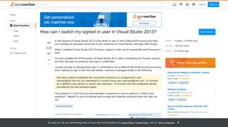 How can I switch my signed in user in Visual Studio 2013? - Stack ...