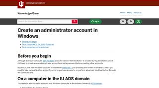 Create an administrator account in Windows - IU Knowledge Base