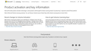 Product Activation/Keys | Microsoft Volume Licensing