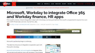 Microsoft, Workday to integrate Office 365 and Workday finance, HR ...