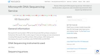 Microsynth DNA Sequencing Service - Nucleics