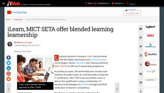 iLearn, MICT SETA offer blended learning learnership | ITWeb