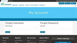 Forgot Username/Password - Midco