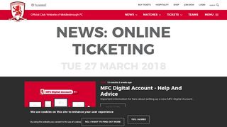 Online ticketing | Middlesbrough FC