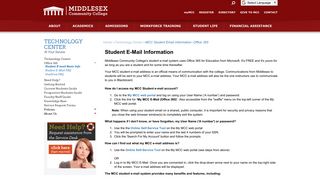 MCC Student Email Information -Office 365 - Middlesex Community ...