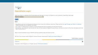 Athens login - Log in through your library or institution - ProQuest Dialog